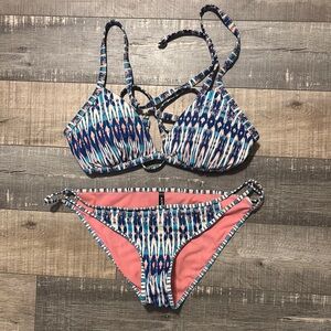 Blue and Pink Bikini Set
